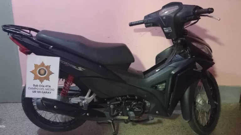 Moto recuperada en departamento Garay