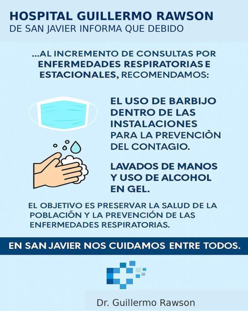 El hospital de San Javier recomienda el uso de barbijo y lavados de manos