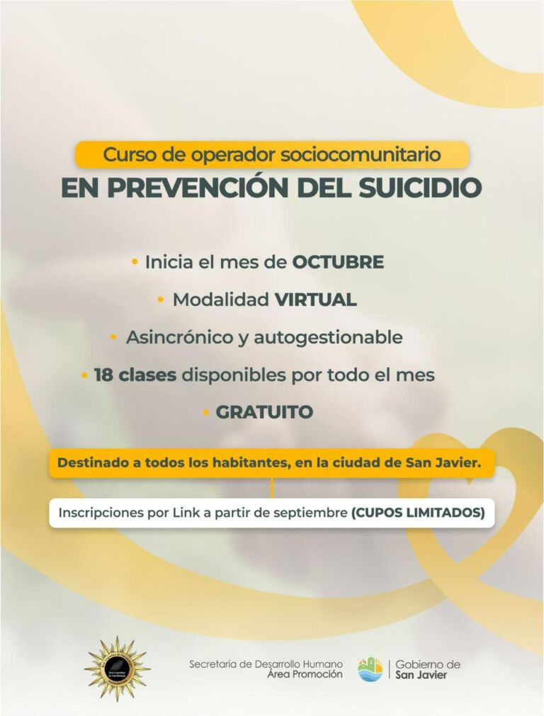 Curso gratuito sobre prevención del suicidio en San Javier